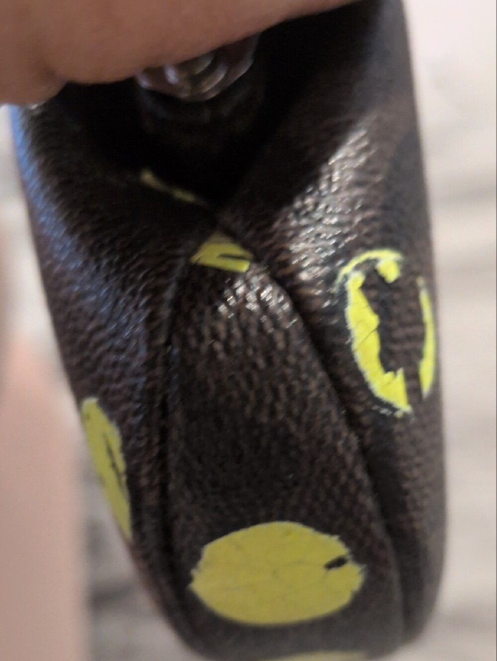 Coach Polkadot Kosock Coin Purse with Neon Yellow Jacquard - Picture 10 of 10